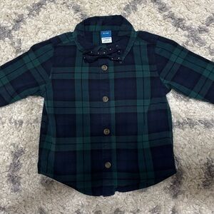 Old Navy Blue and Green Plaid Button Down Shirt